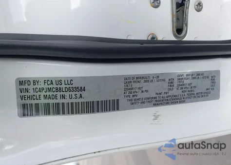 2020 Jeep Cherokee Latitude 4X4 from USA, damaged, VIN 1C4PJMCB8LD633584